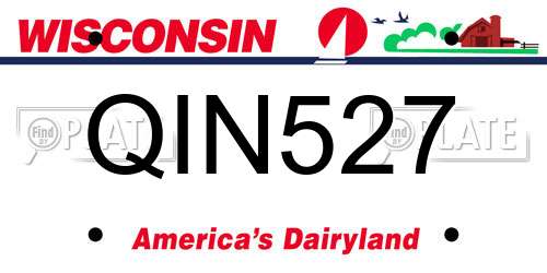 QIN527 Wisconsin License Plate
