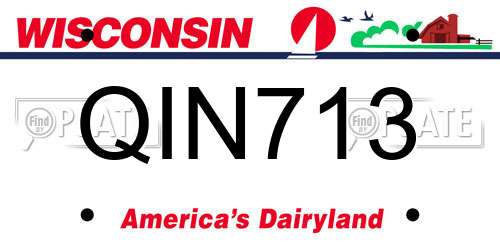 QIN713 Wisconsin License Plate