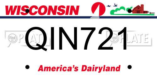 QIN721 Wisconsin License Plate