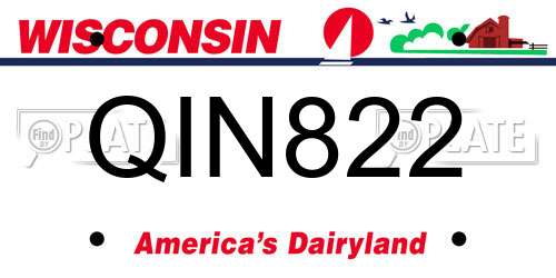 QIN822 Wisconsin License Plate
