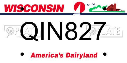 QIN827 Wisconsin License Plate