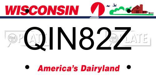 QIN82Z Wisconsin License Plate