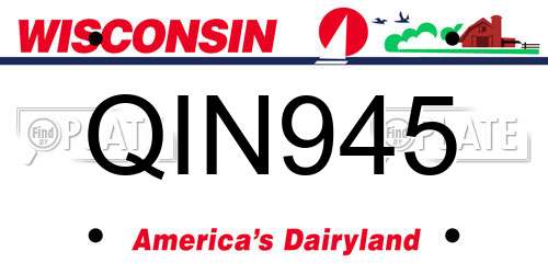 QIN945 Wisconsin License Plate