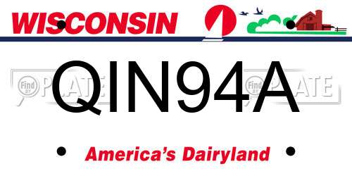 QIN94A Wisconsin License Plate