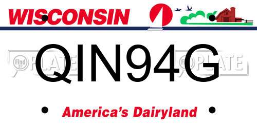 QIN94G Wisconsin License Plate