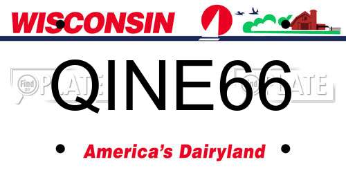 QINE66 Wisconsin License Plate