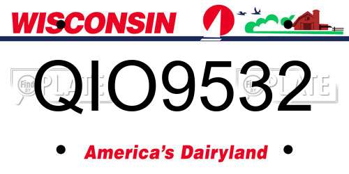 QIO9532 Wisconsin License Plate