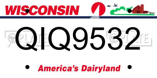 QIQ9532 Wisconsin License Plate