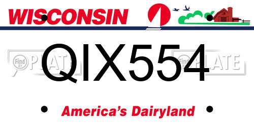 QIX554 Wisconsin License Plate