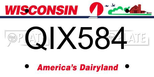 QIX584 Wisconsin License Plate