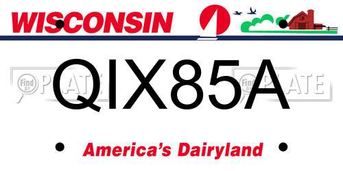 QIX85A Wisconsin License Plate