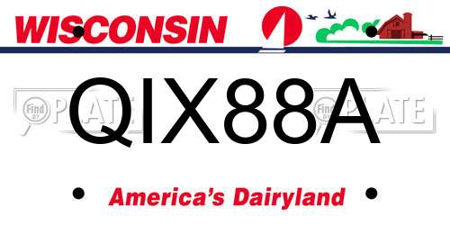 QIX88A Wisconsin License Plate