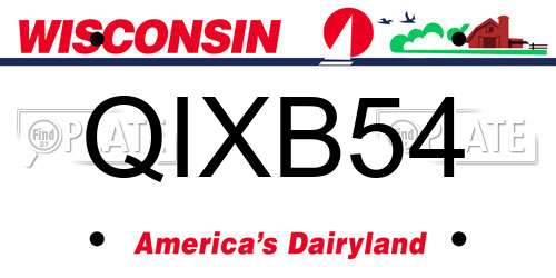 QIXB54 Wisconsin License Plate