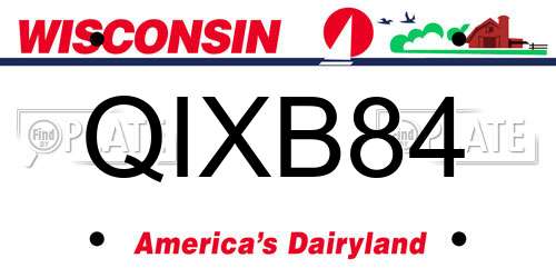 QIXB84 Wisconsin License Plate