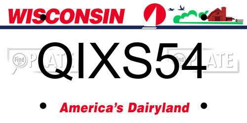 QIXS54 Wisconsin License Plate