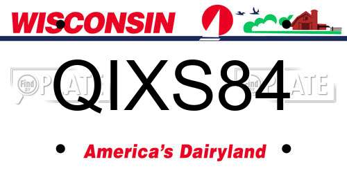 QIXS84 Wisconsin License Plate