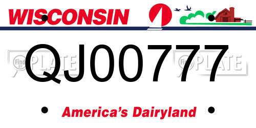 QJ00777 Wisconsin License Plate