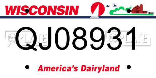 QJ08931 Wisconsin License Plate