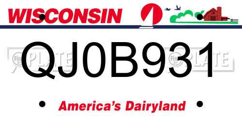 QJ0B931 Wisconsin License Plate