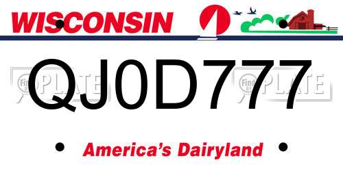 QJ0D777 Wisconsin License Plate