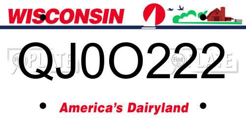 QJ0O222 Wisconsin License Plate