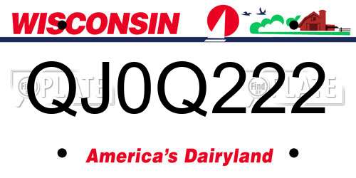 QJ0Q222 Wisconsin License Plate
