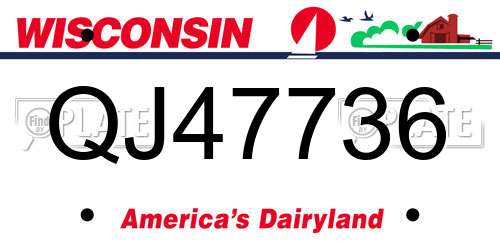 QJ47736 Wisconsin License Plate