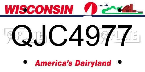 QJC4977 Wisconsin License Plate