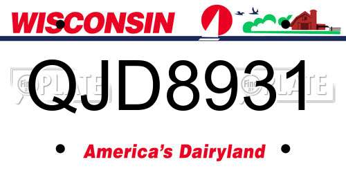 QJD8931 Wisconsin License Plate