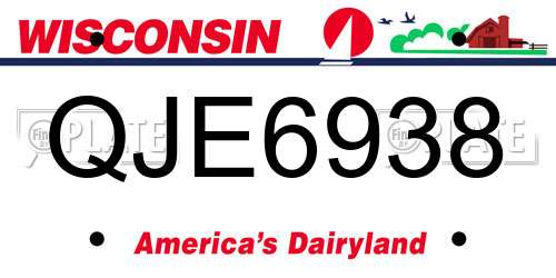 QJE6938 Wisconsin License Plate