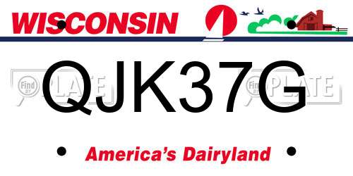 QJK37G Wisconsin License Plate