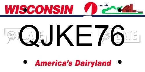 QJKE76 Wisconsin License Plate