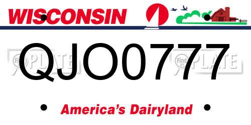 QJO0777 Wisconsin License Plate