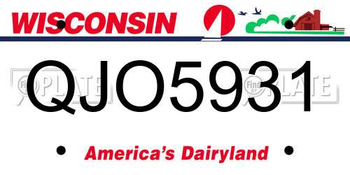QJO5931 Wisconsin License Plate