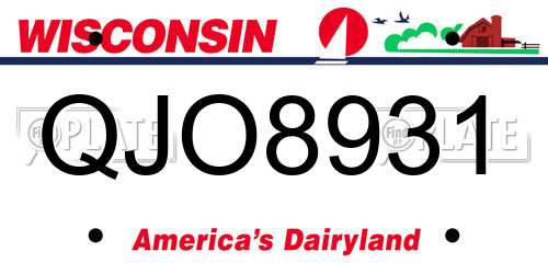 QJO8931 Wisconsin License Plate