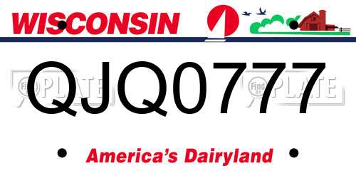 QJQ0777 Wisconsin License Plate