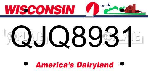QJQ8931 Wisconsin License Plate
