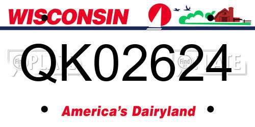 QK02624 Wisconsin License Plate