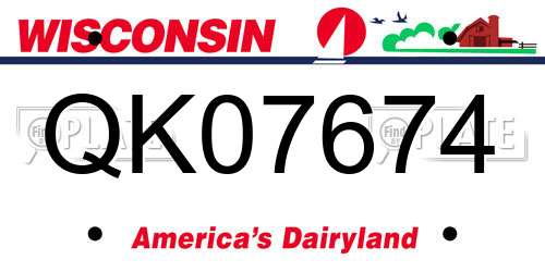 QK07674 Wisconsin License Plate