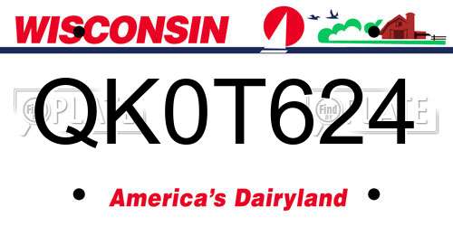 QK0T624 Wisconsin License Plate