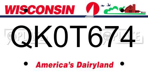 QK0T674 Wisconsin License Plate
