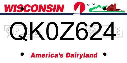 QK0Z624 Wisconsin License Plate