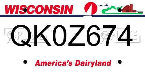 QK0Z674 Wisconsin License Plate
