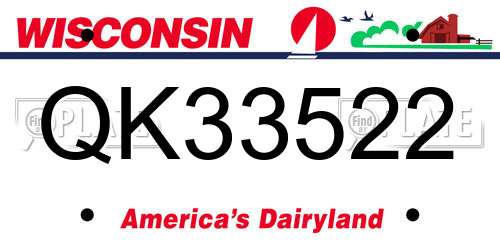 QK33522 Wisconsin License Plate
