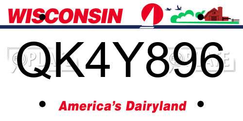 QK4Y896 Wisconsin License Plate