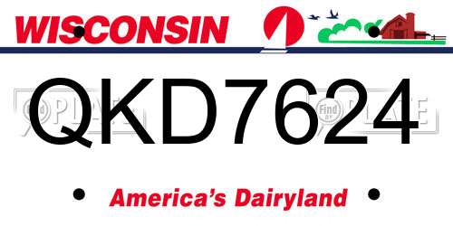 QKD7624 Wisconsin License Plate