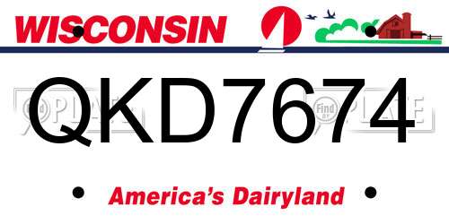 QKD7674 Wisconsin License Plate