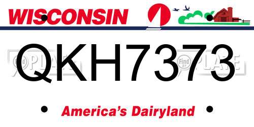 QKH7373 Wisconsin License Plate