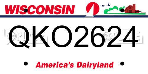 QKO2624 Wisconsin License Plate