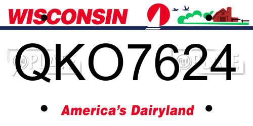 QKO7624 Wisconsin License Plate